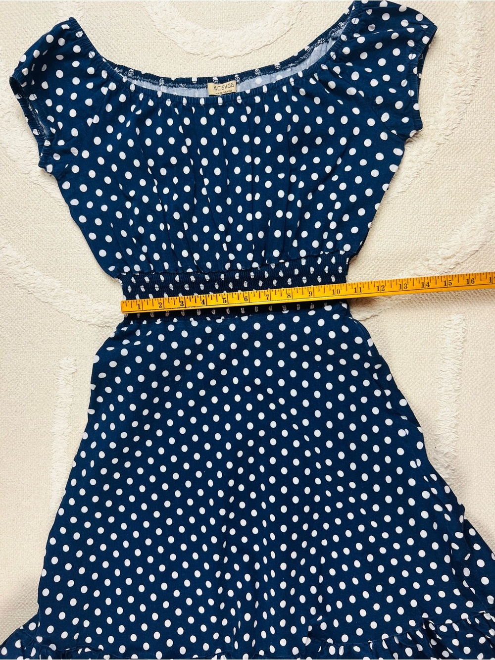 Polka Dot Navy and White Dress – M | Retro-Inspired - Picture 13 of 15